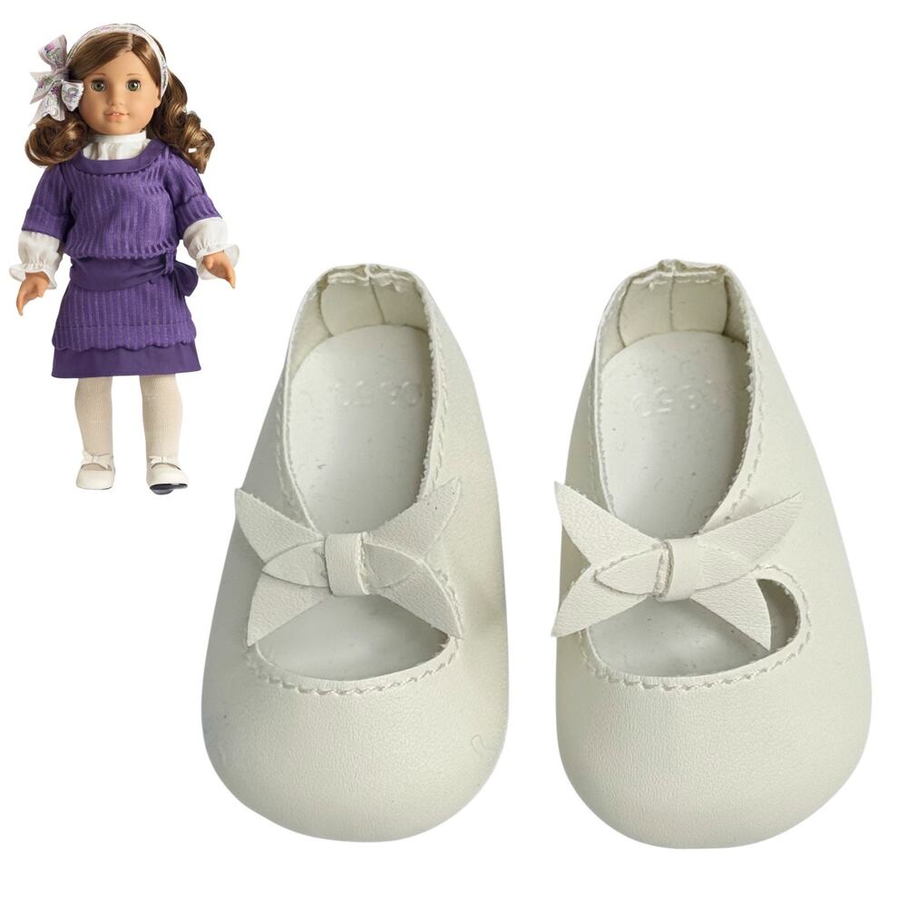American Girl Rebecca Hanukkah Shoes Cream Double Butterfly Bow Kitten Heels